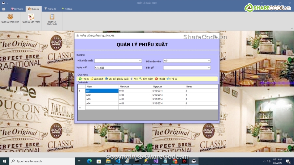 quản lý cafe,C#,winform,C# Cafe Báo Cáo,c# cafe,Cafe